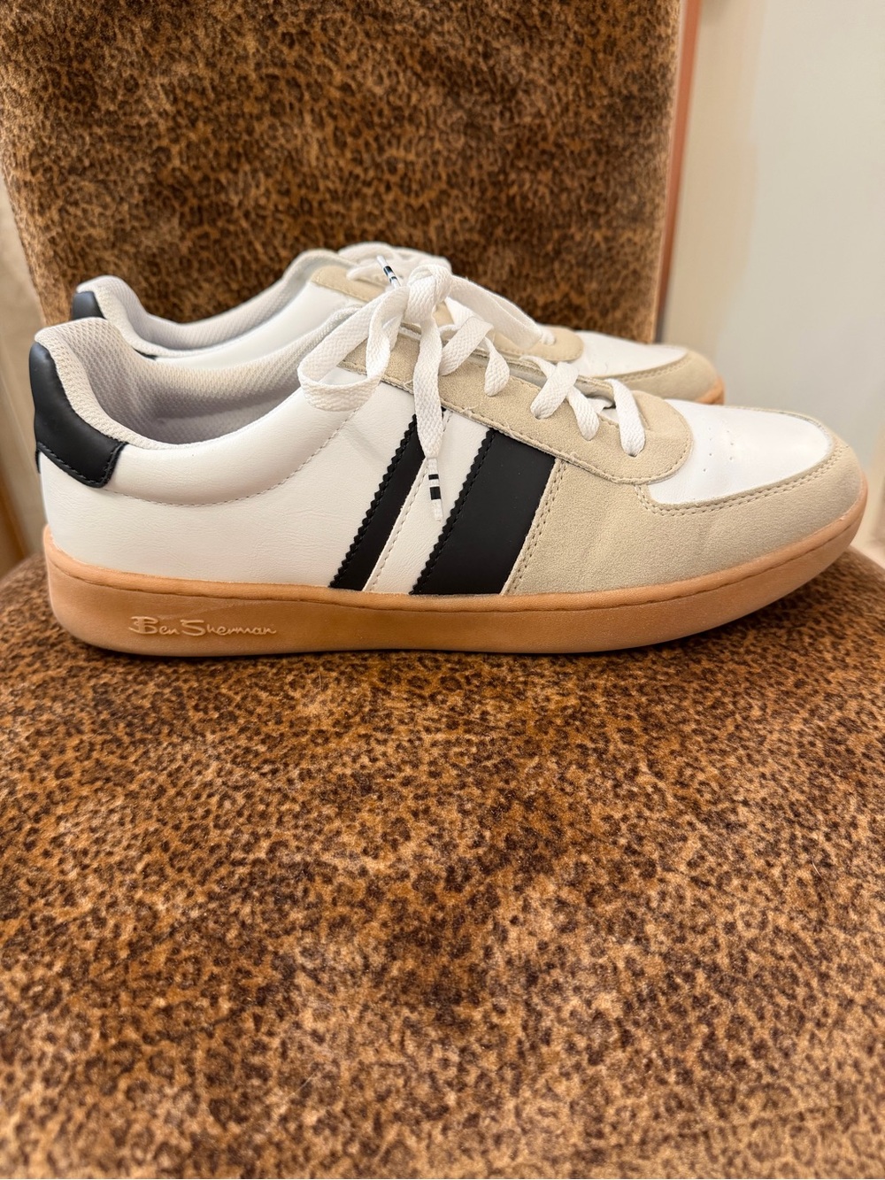 Ben Sherman White, Black & Tan Low-Top Sneakers